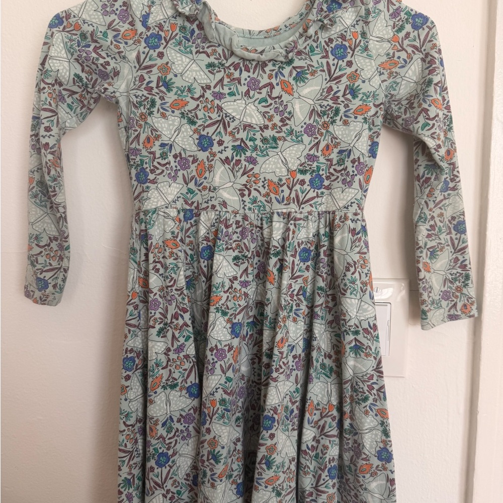 Tea Collection Mint Floral Long-Sleeve Twirl Dress